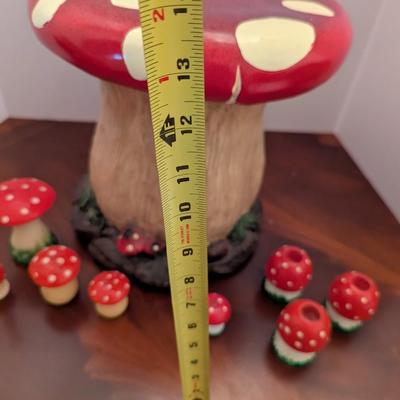 Ceramic Mushroom Stool Wood Candle Holders & Candles