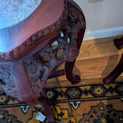 Asian Plant Stand Pedestal Marble Top Approx 25" Tall