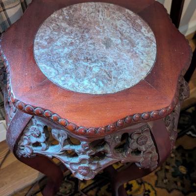 Asian Plant Stand Pedestal Marble Top Approx 25" Tall