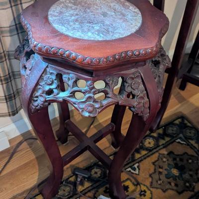 Asian Plant Stand Pedestal Marble Top Approx 25" Tall