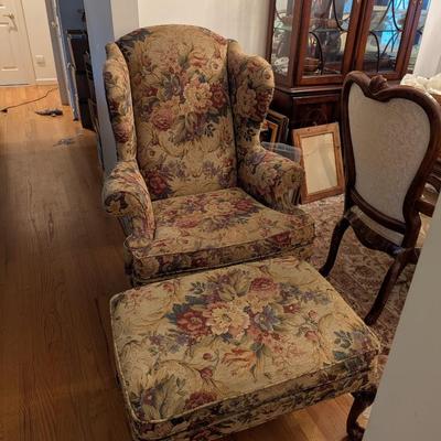 Woodmark A Howard Miller Company Chair & Ottoman Approx 60 Years Old