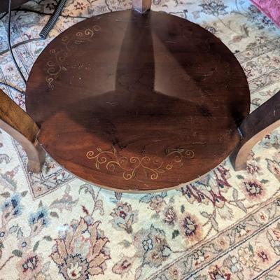 Scroll Design Round Table With 1 Drawer
