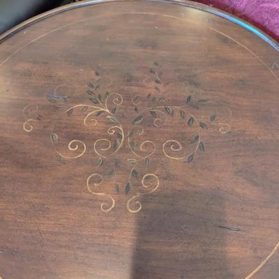 Scroll Design Round Table With 1 Drawer