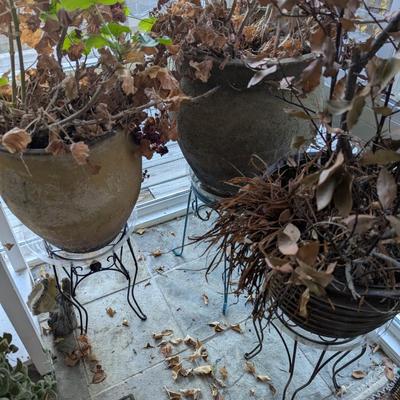 Large Plastic Pots With Stands & Plants/Trees