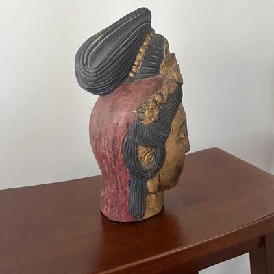 Antique Chinese Carved Wooden Bust of Kuan-Yin