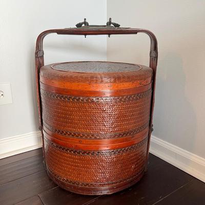 Antique Lacquered Chinese Food Box