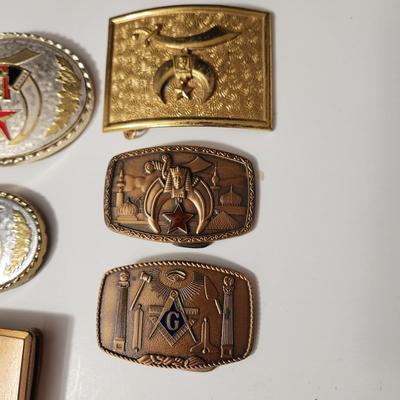 Mason Shriner Boumi Temple Belt Buckles Harry Klitzner, Indiana Metal Craft,