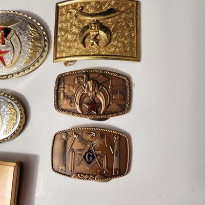 Mason Shriner Boumi Temple Belt Buckles Harry Klitzner, Indiana Metal Craft,