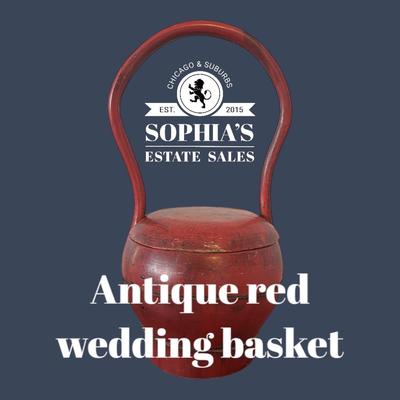 Antique Chinese Elmwood Wedding Basket