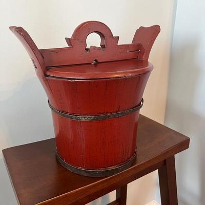 Antique Chinese Pinewood Rice Bucket (Shangyu)