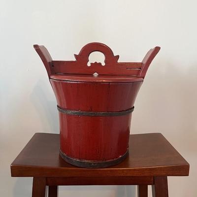 Antique Chinese Pinewood Rice Bucket (Shangyu)