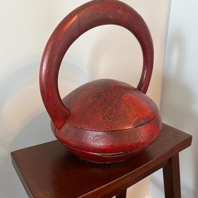 Antique Chinese Red Lacquer Wedding Basket