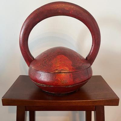 Antique Chinese Red Lacquer Wedding Basket