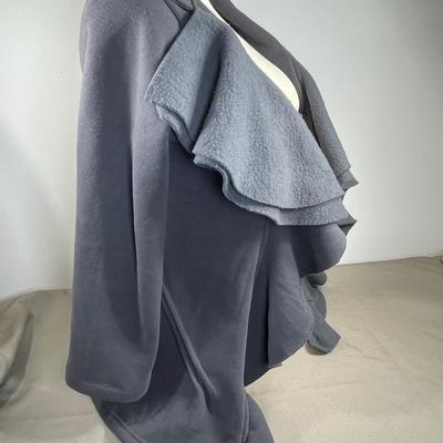 Mystree Grey Fleece Ruffle Cardigan M