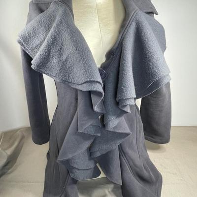 Mystree Grey Fleece Ruffle Cardigan M