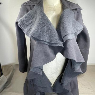 Mystree Grey Fleece Ruffle Cardigan M