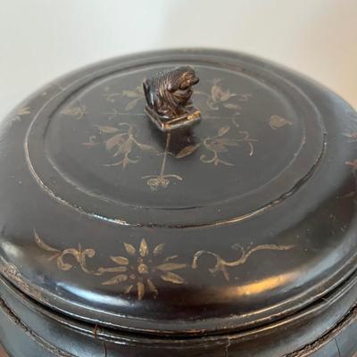 Antique Chinese Black Lacquer Rice Box