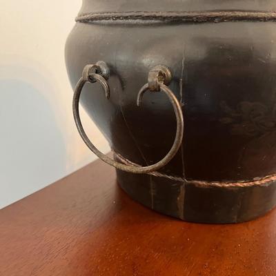 Antique Chinese Black Lacquer Rice Box