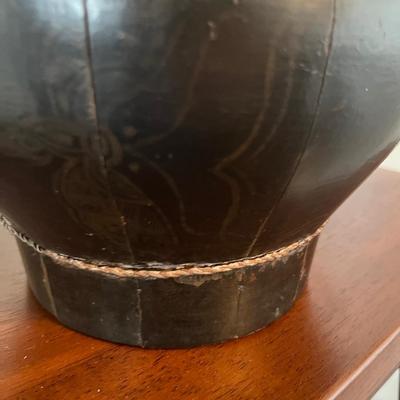 Antique Chinese Black Lacquer Rice Box