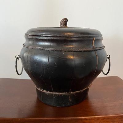 Antique Chinese Black Lacquer Rice Box