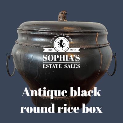 Antique Chinese Black Lacquer Rice Box