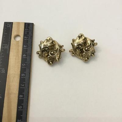 Vintage whiting, and Davis swirl leaf clip on earrings