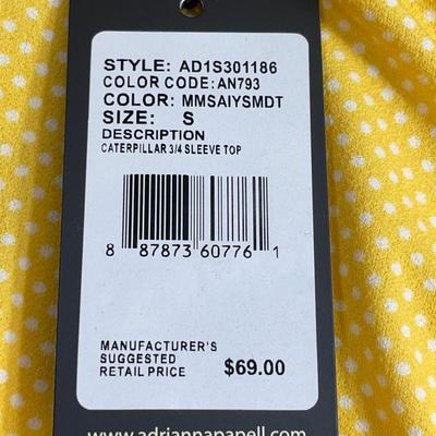 Yellow Top with ruffle sleeves NEW!