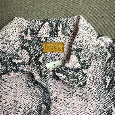 POL Pink Distressed Crop Jean Jacket Large