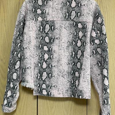 POL Pink Distressed Crop Jean Jacket Large