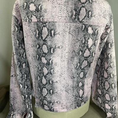 POL Pink Distressed Crop Jean Jacket Large