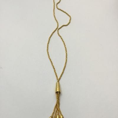 Vintage, gold, toned, tassel necklace