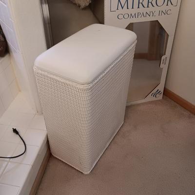 NEW BASSETT FULL LENGTH MIRROR, LAUNDRY HAMPER AND SMALL HEATER