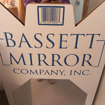 NEW BASSETT FULL LENGTH MIRROR, LAUNDRY HAMPER AND SMALL HEATER