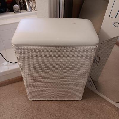 NEW BASSETT FULL LENGTH MIRROR, LAUNDRY HAMPER AND SMALL HEATER