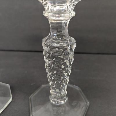 Fostoria Candlesticks Cube Pattern 6 1/4" Tall