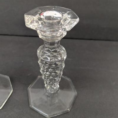Fostoria Candlesticks Cube Pattern 6 1/4" Tall