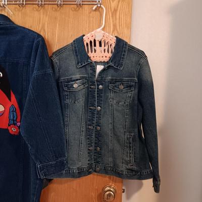 LADIES LONG DENIM JACKET (S) AND A SHORT DENIM JACKET (M)