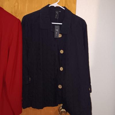 LADIES LONG DRESS COAT (14) AND A NEW LIGHT WEIGHT JACKET (L)