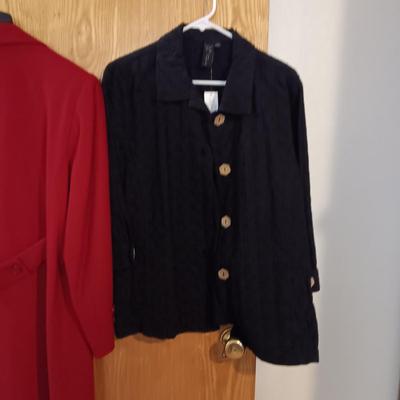 LADIES LONG DRESS COAT (14) AND A NEW LIGHT WEIGHT JACKET (L)