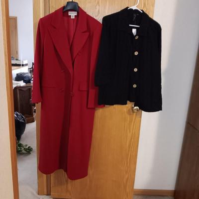 LADIES LONG DRESS COAT (14) AND A NEW LIGHT WEIGHT JACKET (L)