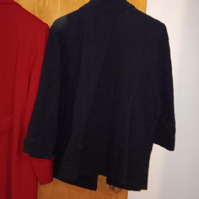 LADIES LONG DRESS COAT (14) AND A NEW LIGHT WEIGHT JACKET (L)