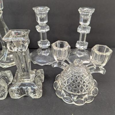 Vintage Candle Sticks Imperial Crystal Diamond Cut Double Candle Holder Oslo Tuscany Wedding 6 1/8" Tall #8