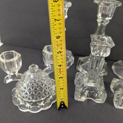 Vintage Candle Sticks Imperial Crystal Diamond Cut Double Candle Holder Oslo Tuscany Wedding 6 1/8" Tall #8