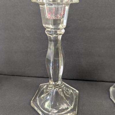 Vintage Candle Sticks Imperial Crystal Diamond Cut Double Candle Holder Oslo Tuscany Wedding 6 1/8" Tall #8