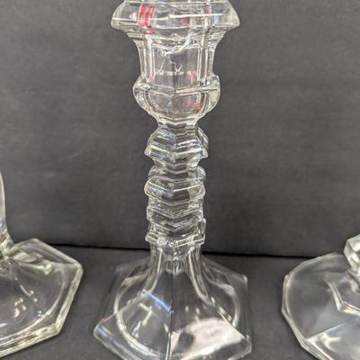 Vintage Candle Sticks Imperial Crystal Diamond Cut Double Candle Holder Oslo Tuscany Wedding 6 1/8" Tall #8