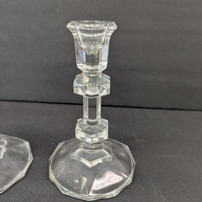 Vintage Candle Sticks Imperial Crystal Diamond Cut Double Candle Holder Oslo Tuscany Wedding 6 1/8" Tall #8