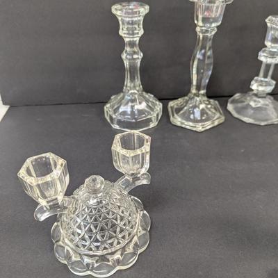 Vintage Candle Sticks Imperial Crystal Diamond Cut Double Candle Holder Oslo Tuscany Wedding 6 1/8" Tall #8