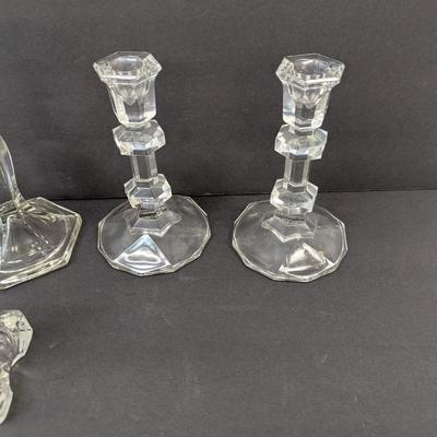 Vintage Candle Sticks Imperial Crystal Diamond Cut Double Candle Holder Oslo Tuscany Wedding 6 1/8" Tall #8