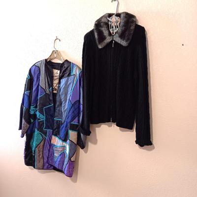 LADIES UNIQUE JACKET AND A FAUX FUR COLLAR SWEATER (XL)