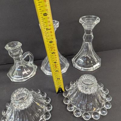 Vintage Crystal Candle Sticks Anchor Hocking Hobnail Boopie Fostoria Mayflower #10